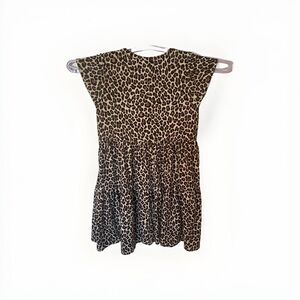 Lula Roe Leopards Dress Girls Size XS Brown‎ Polyester Blend Cut Short Sleeves